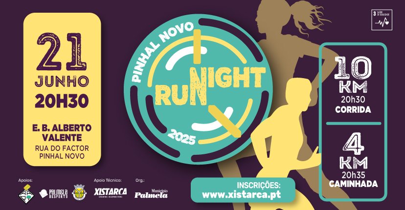 Imagem: Divulgação - Pinhal Novo Night Run 2025: mais de 10 quilómetros de energia e saúde em Palmela